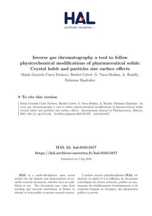 Inverse Gas Chromatography a Tool to Follow