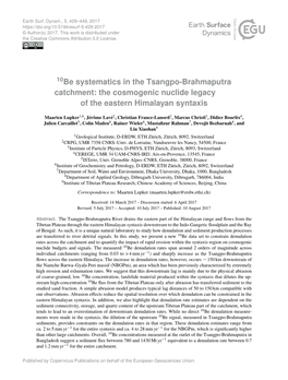 10Be Systematics in the Tsangpo-Brahmaputra Catchment: the Cosmogenic Nuclide Legacy of the Eastern Himalayan Syntaxis