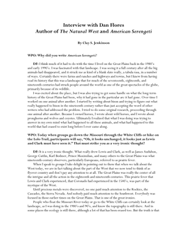 Interview with Dan Flores Author of the Natural West and American Serengeti