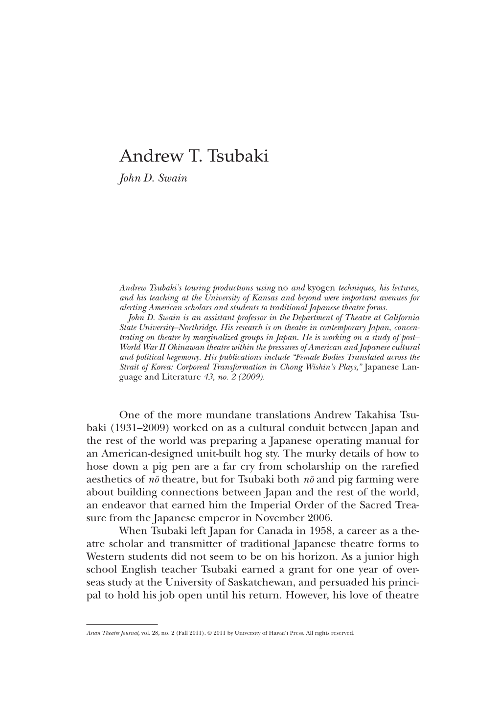 Andrew T. Tsubaki John D
