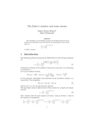 The Euler's Number and Some Means