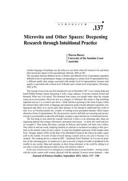 Microvita and Other Spaces: Deepening Research Through Intuitional Practice