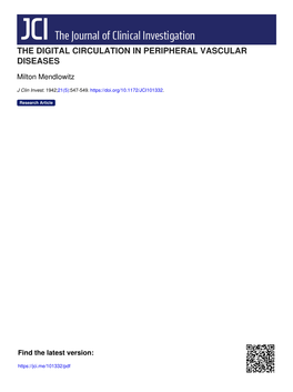 The Digital Circulation in Peripheral Vascular Diseases