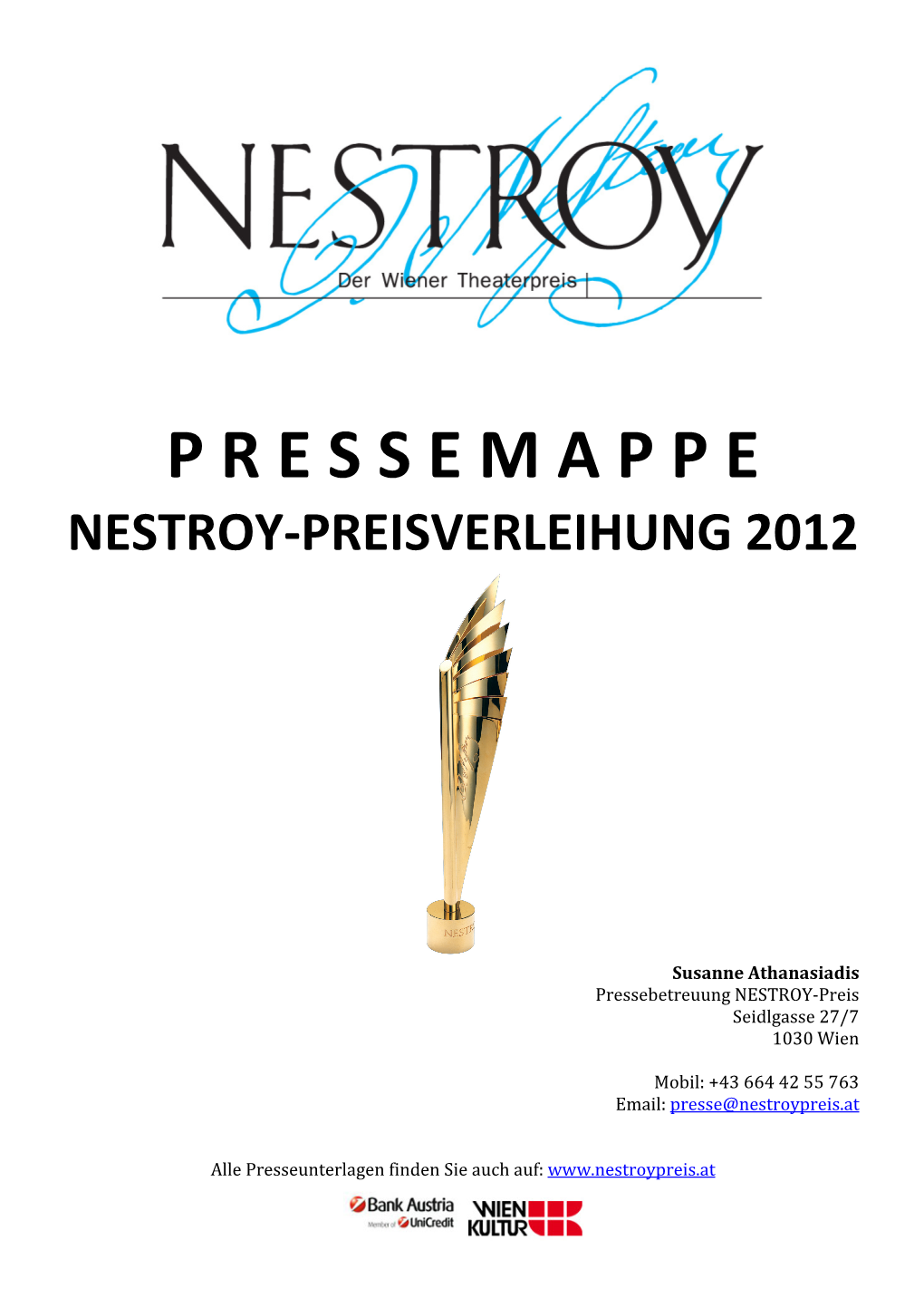 P R E S S E M a P P E Nestroy-Preisverleihung 2012