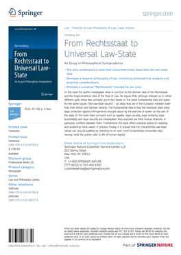 From Rechtsstaat to Universal Law-State an Essay in Philosophical Jurisprudence