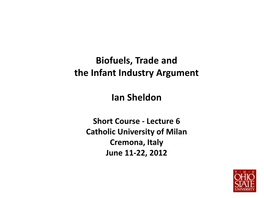 Biofuels, Trade and the Infant Industry Argument Ian Sheldon