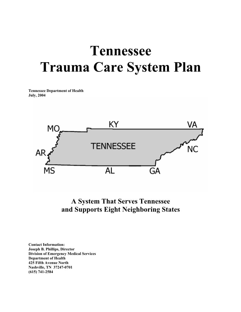 Tennessee Trauma Care System Plan