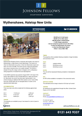 Wythenshawe, Haletop New Units