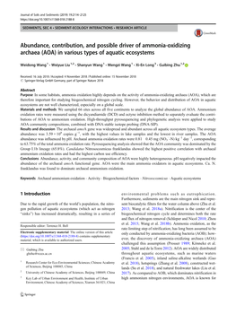 Abundance, Contribution, and Possible Driver of Ammonia-Oxidizing Archaea (AOA) in Various Types of Aquatic Ecosystems