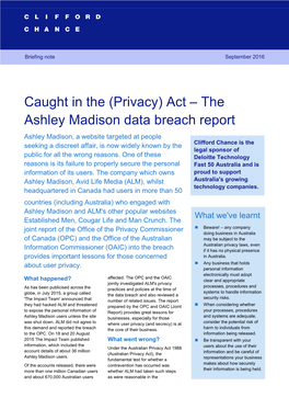The Ashley Madison Data Breach Report