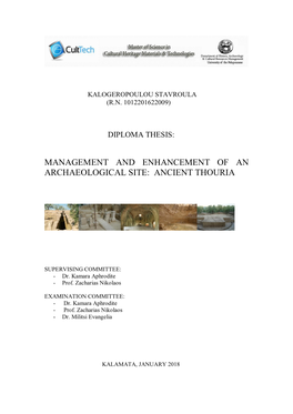 Management and Enhancement of an Archaeological Site: Ancient Thouria