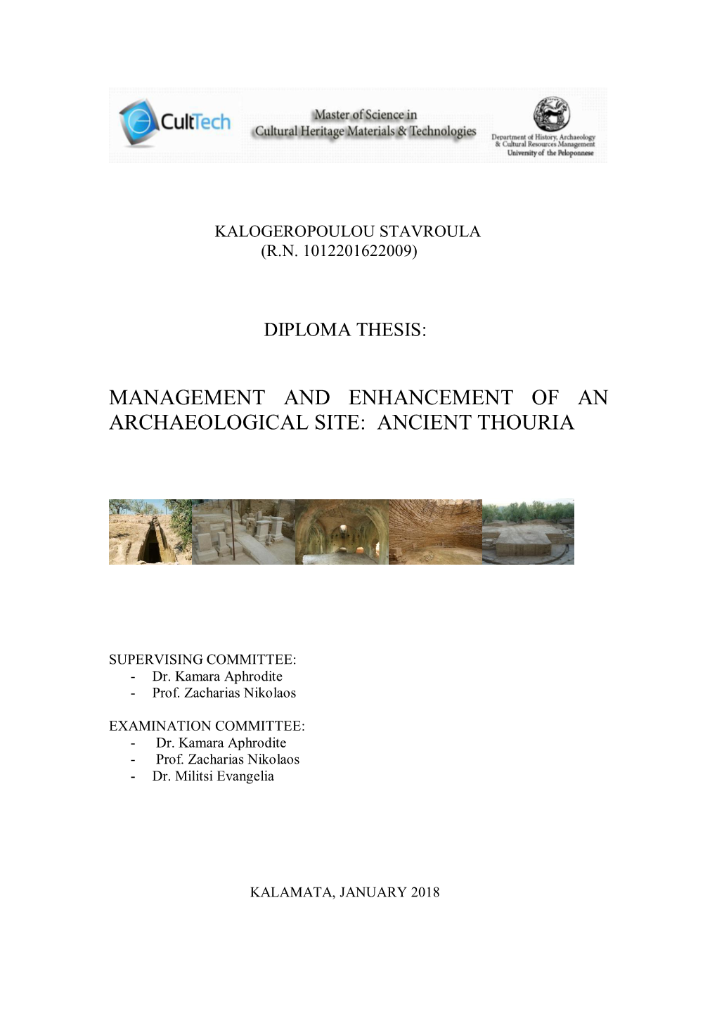 Management and Enhancement of an Archaeological Site: Ancient Thouria