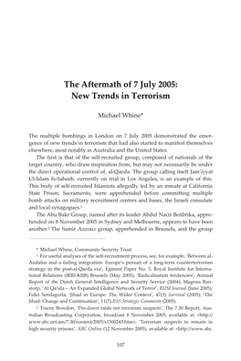 The Aftermath of 7 July 2005: New Trends in Terrorism