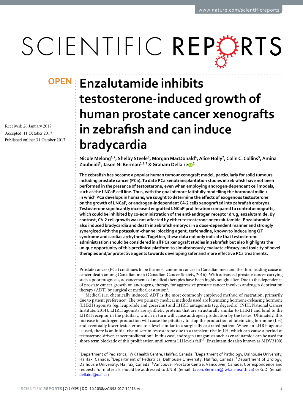 Enzalutamide Inhibits Testosterone-Induced Growth Of