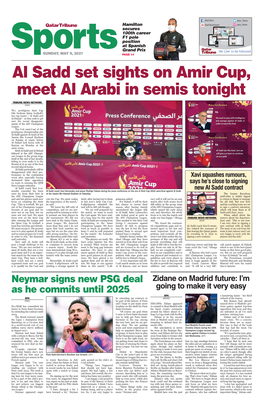 Al Sadd Set Sights on Amir Cup, Meet Al Arabi in Semis Tonight