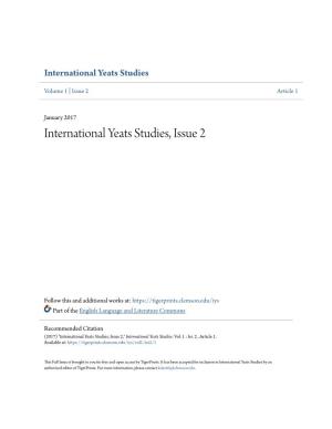 International Yeats Studies, Issue 2