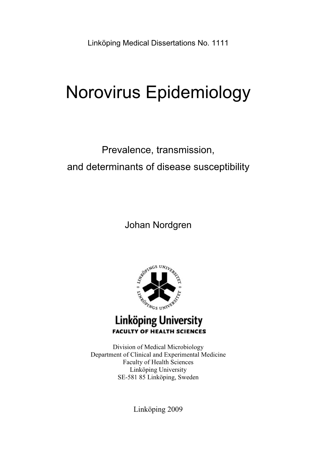Norovirus Epidemiology