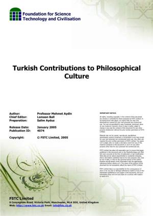 Turkish Contributions to Philosophical Culture January 2005