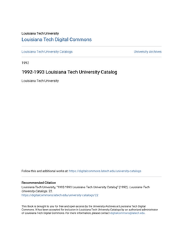 1992-1993 Louisiana Tech University Catalog