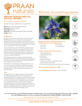 Organic Borage Seed Oil Product Literature