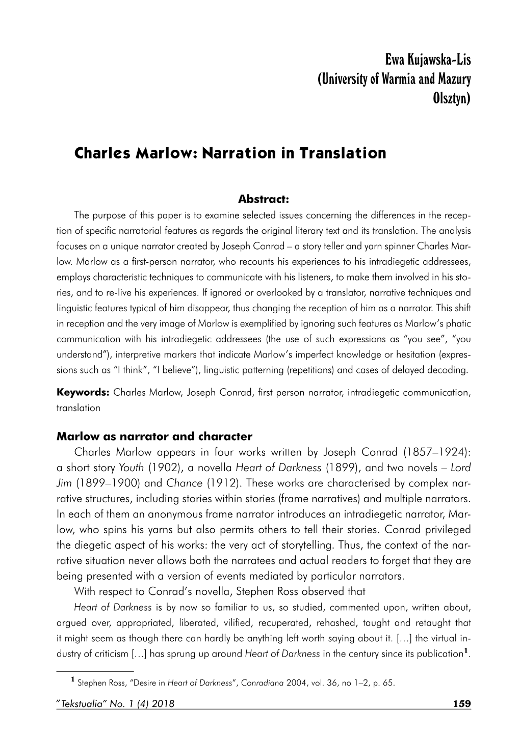 Charles Marlow: Narration in Translation