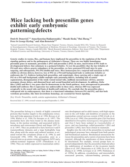 Mice Lacking Both Presenilin Genes Exhibit Early Embryonic Patterning Defects