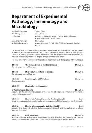 Department of Experimental Pathology, Immunology and Microbiology 531