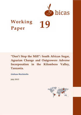 South African Sugar, Agrarian Change and Outgrowers Adverse Incorporation in the Kilombero Valley, Tanzania