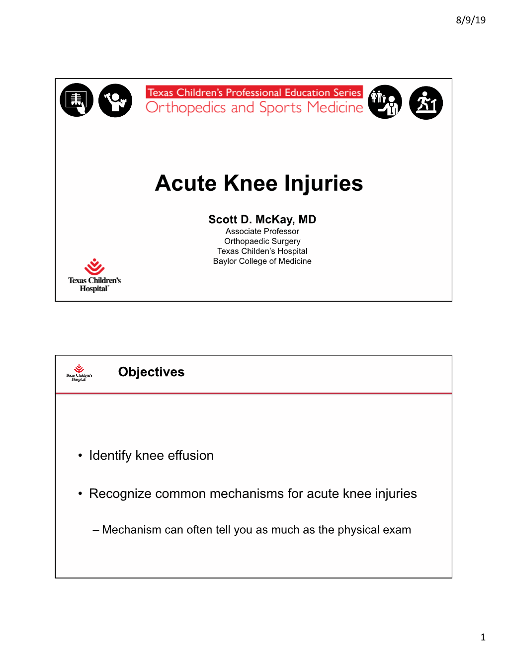 Acute Knee Injuries
