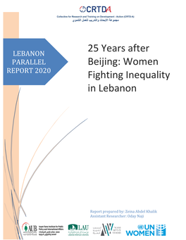 LEBANON 25 Years After PARALLEL Beijing: Women REPORT 2020 Fighting Inequality