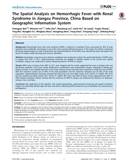 The Spatial Analysis on Hemorrhagic Fever with Renal Syndrome in Jiangsu Province, China Based on Geographic Information System