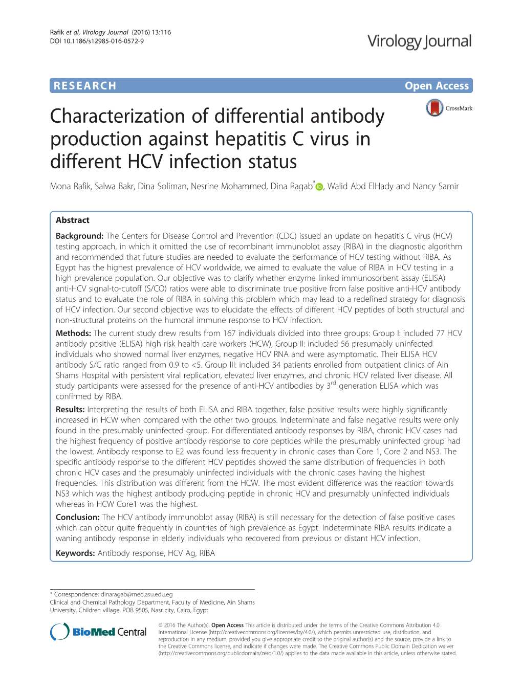 Characterization of Differential Antibody Production Against