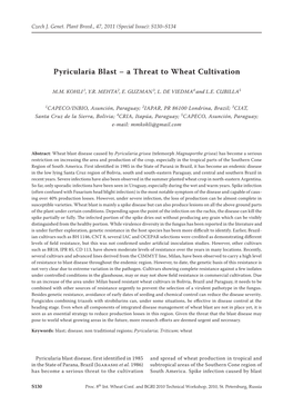 Pyricularia Blast – a Threat to Wheat Cultivation