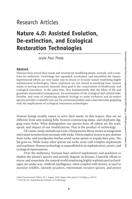 Assisted Evolution, De-Extinction, and Ecological Restoration Technologies