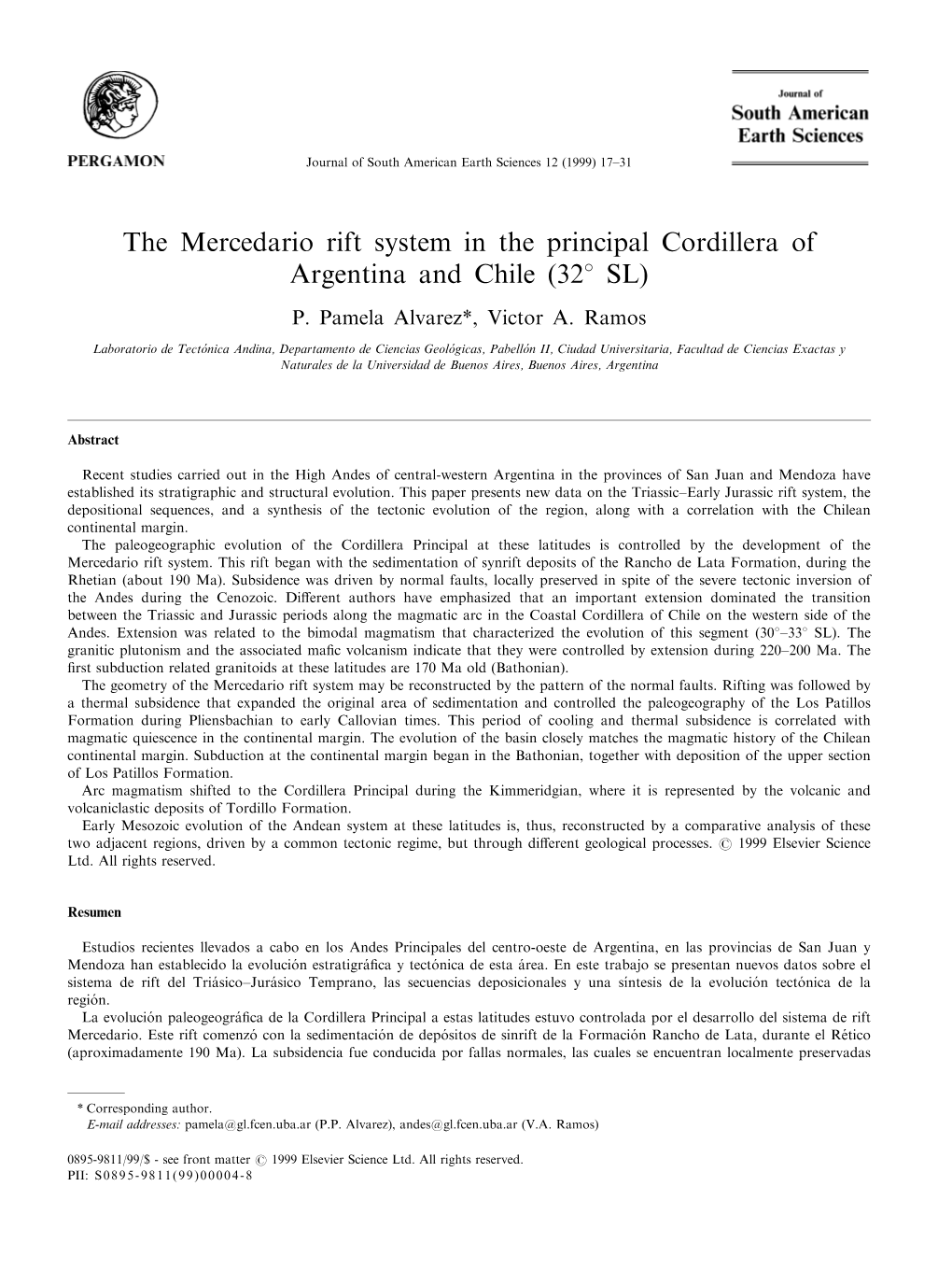 The Mercedario Rift System in the Principal Cordillera of Argentina and Chile (328 SL)