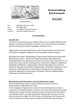 Kreisverwaltung Bad Kreuznach 30.03.2020