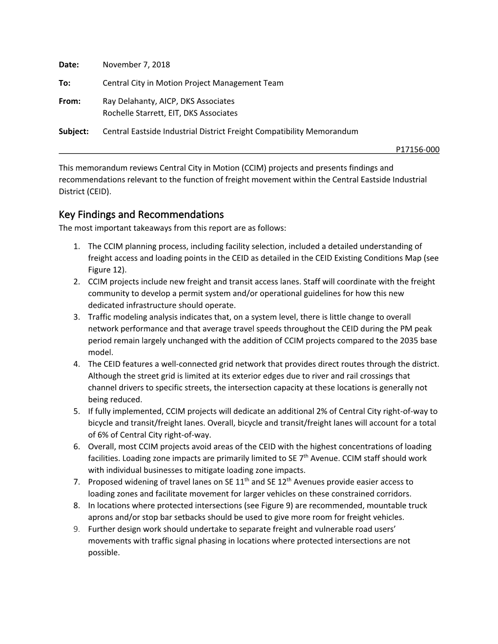 CCIM Central Eastside Freight Study