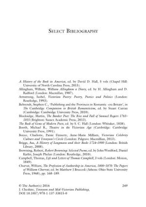 Tennyson and Mid-Victorian Publishing, DOI 10.1057/978-1-137-33815-0 250 SELECT BIBLIOGRAPHY