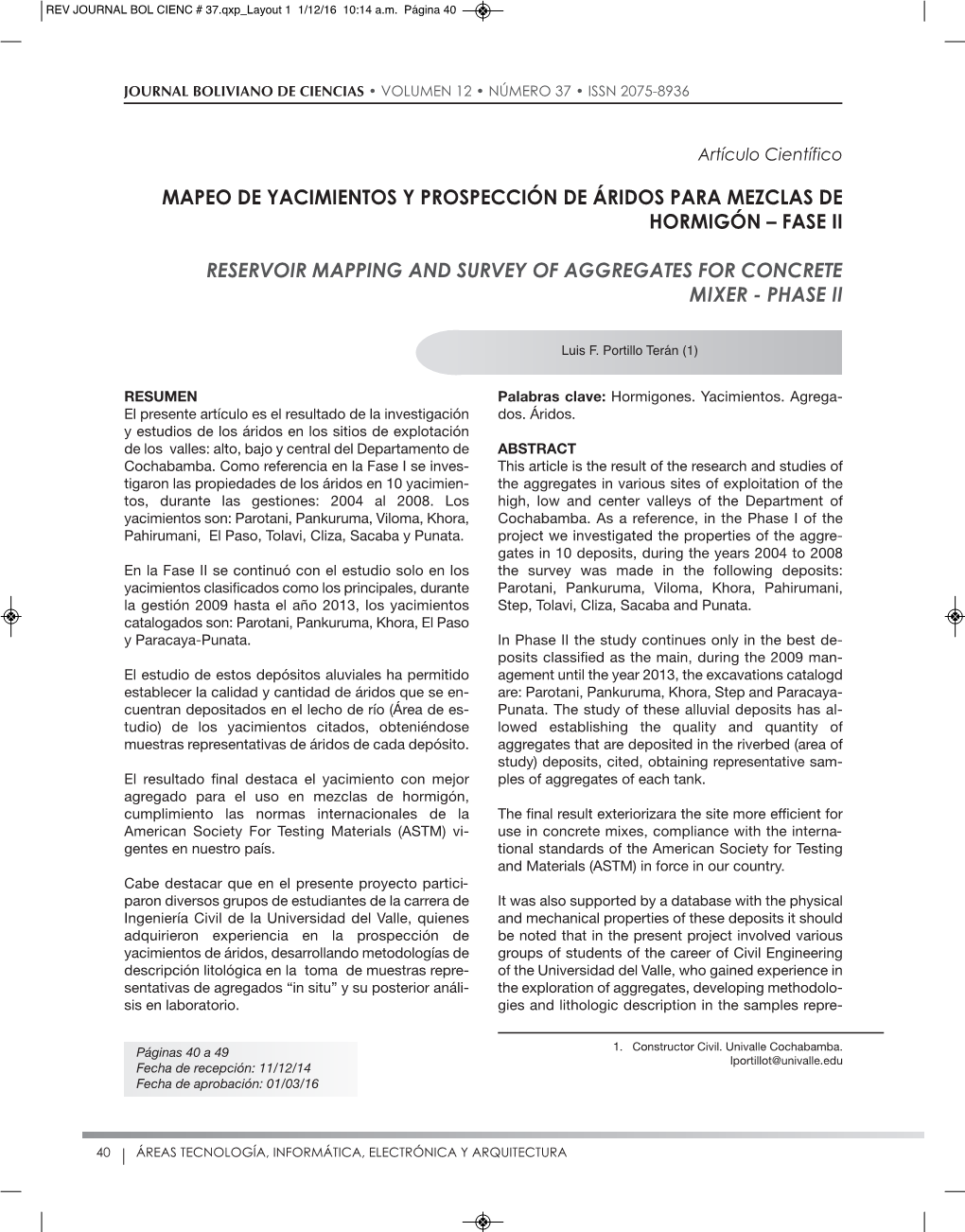 Mapeo De Yacimientos Y Prospección De Áridos Para Mezclas De Hormigón – Fase Ii