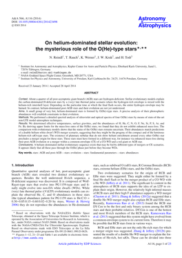 On Helium-Dominated Stellar Evolution: the Mysterious Role of the O(He)-Type Stars�,