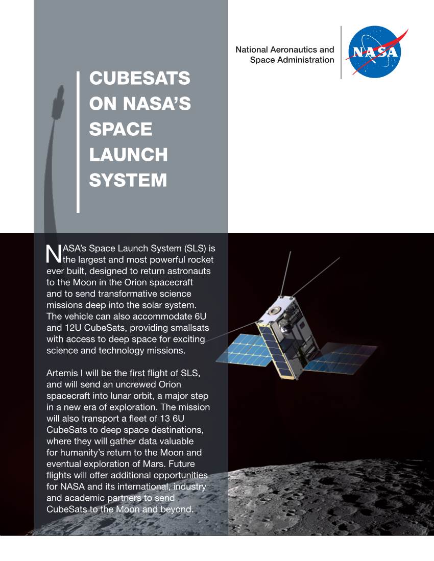 Cubesats on Nasa's Space Launch System