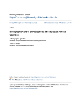 Bibliographic Control of Publications: the Impact on African Countries