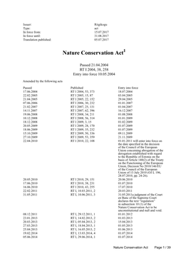 Nature Conservation Act1