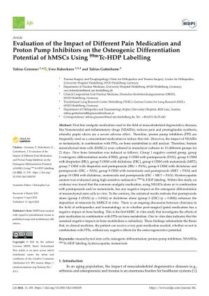 Evaluation of the Impact of Different Pain Medication and Proton Pump Inhibitors on the Osteogenic Differentiation Potential of Hmscs Using 99Mtc-HDP Labelling