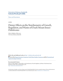 Dietary Effects on the Stoichiometry of Growth, Regulation, and Wastes Of