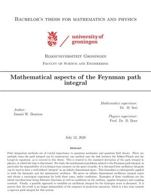 Mathematical Aspects of the Feynman Path Integral