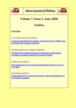 Volume 7, Issue 2, June 2020 Articles