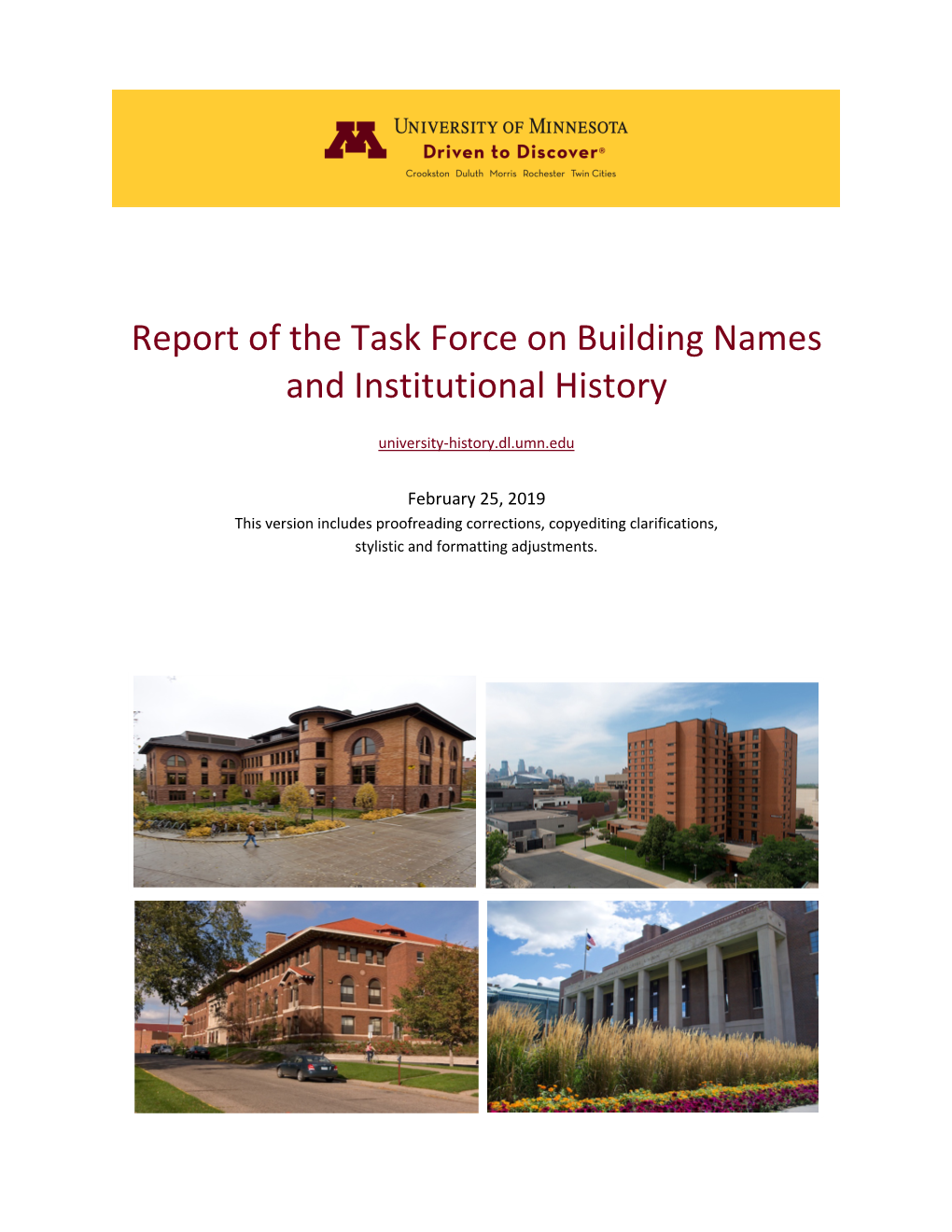 Report of the Task Force on Building Names and Institutional History