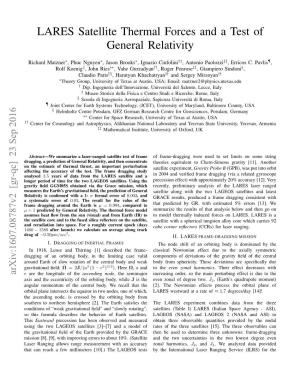 LARES Satellite Thermal Forces and a Test of General Relativity