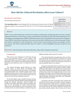 How Did the Cultural Revolution Affect Your Culture?